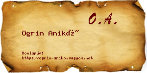 Ogrin Anikó névjegykártya